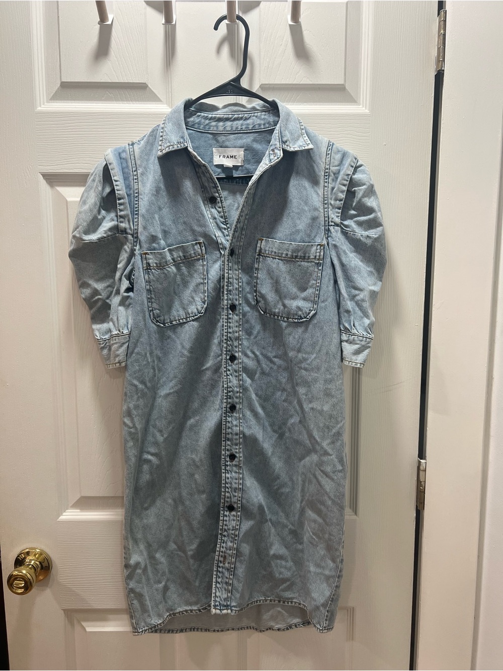 FRAME Denim Light Blue Denim Midi Shirt Dress